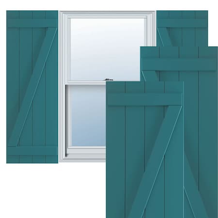 True Fit PVC, Four Board Joined Board-n-Batten Shutters W/Z-Bar, Antigua , 21 1/2W X 64H